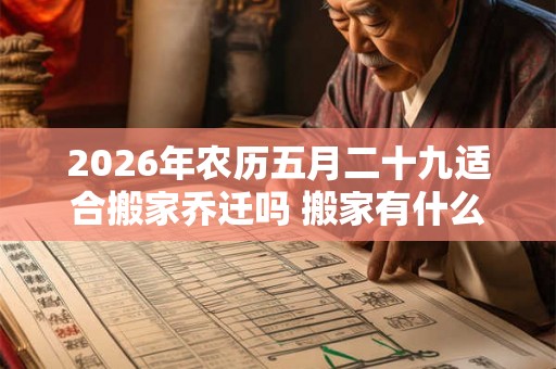 2026年农历五月二十九适合搬家乔迁吗 搬家有什么禁忌
