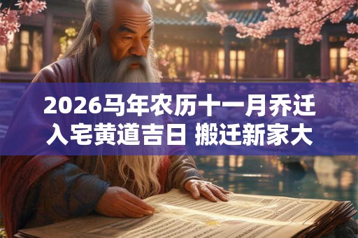 2026马年农历十一月乔迁入宅黄道吉日 搬迁新家大吉日子 2026马年农历十一月乔迁入宅黄道吉日 搬迁新家大吉日子