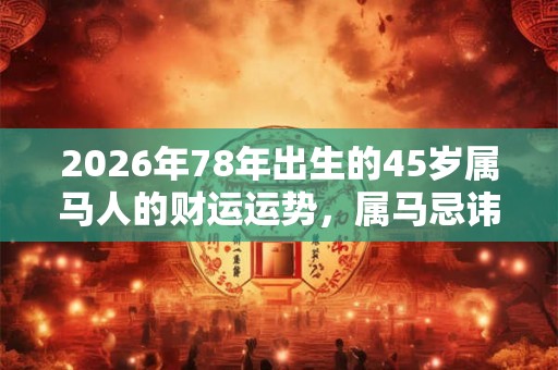 2026年78年出生的45岁属马人的财运运势，属马忌讳做什么生意？
