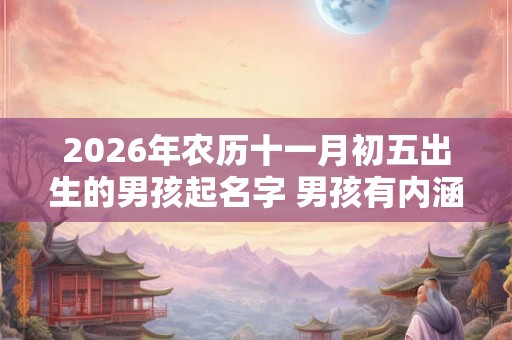 2026年农历十一月初五出生的男孩起名字 男孩有内涵的好名字大全