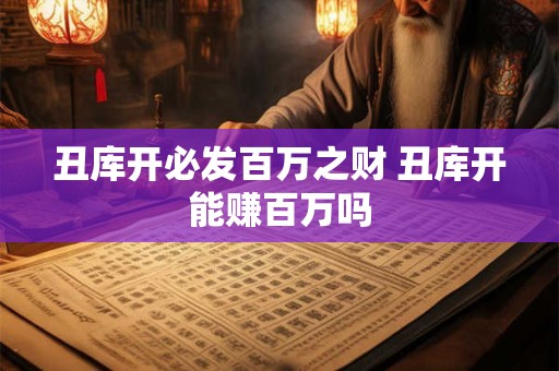 丑库开必发百万之财 丑库开能赚百万吗