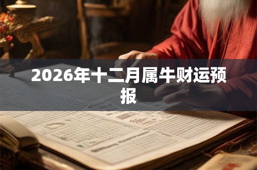 2026年十二月属牛财运预报