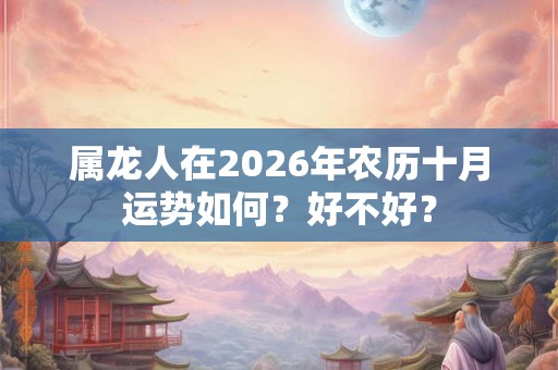 属龙人在2026年农历十月运势如何？好不好？
