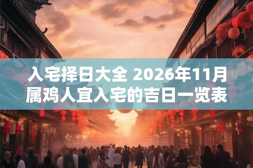 入宅择日大全 2026年11月属鸡人宜入宅的吉日一览表