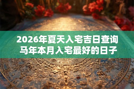 2026年夏天入宅吉日查询 马年本月入宅最好的日子