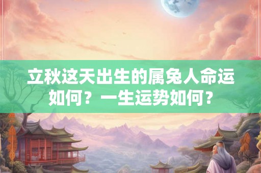 立秋这天出生的属兔人命运如何?一生运势如何? 立秋这天出生的属兔人命运如何?一生运势如何?