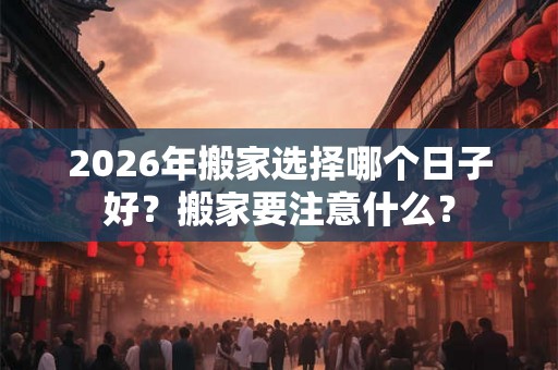 2026年搬家选择哪个日子好？搬家要注意什么？