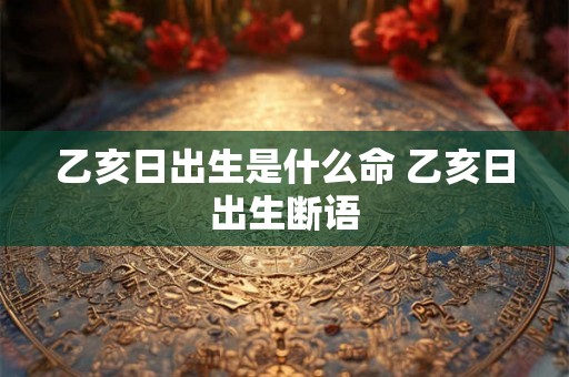 乙亥日出生是什么命 乙亥日出生断语