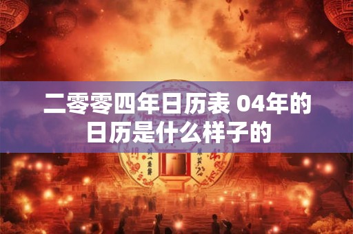 二零零四年日历表 04年的日历是什么样子的