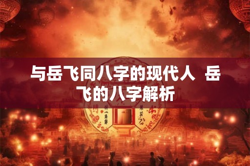 与岳飞同八字的现代人  岳飞的八字解析