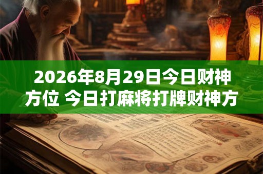 2026年8月29日今日财神方位 今日打麻将打牌财神方位