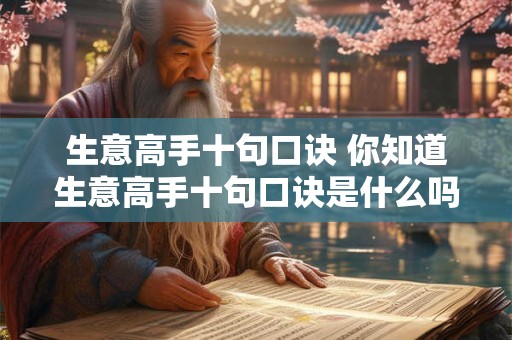 生意高手十句口诀 你知道生意高手十句口诀是什么吗 生意高手十句口诀 你知道生意高手十句口诀是什么吗
