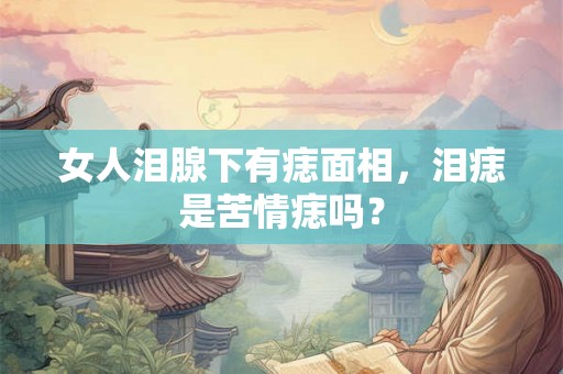 女人泪腺下有痣面相，泪痣是苦情痣吗？