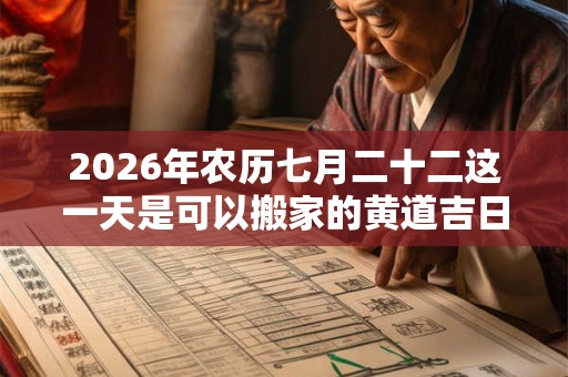 2026年农历七月二十二这一天是可以搬家的黄道吉日吗 2026年农历七月二十二这一天是可以搬家的黄道吉日吗