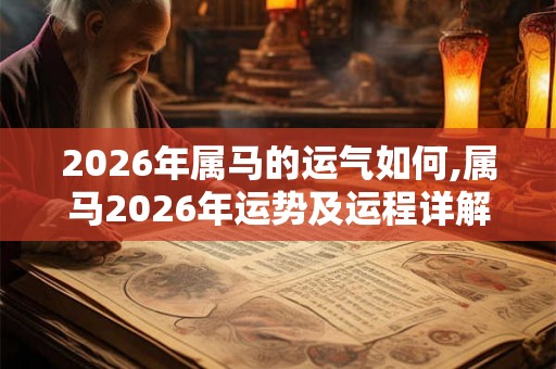 2026年属马的运气如何,属马2026年运势及运程详解