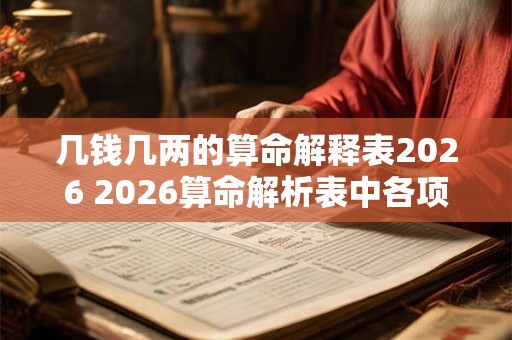 几钱几两的算命解释表2026 2026算命解析表中各项指标的含义及价值是怎样界定的
