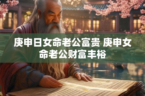 庚申日女命老公富贵 庚申女命老公财富丰裕