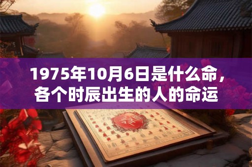 1975年10月6日是什么命，各个时辰出生的人的命运