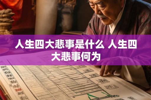 人生四大悲事是什么 人生四大悲事何为