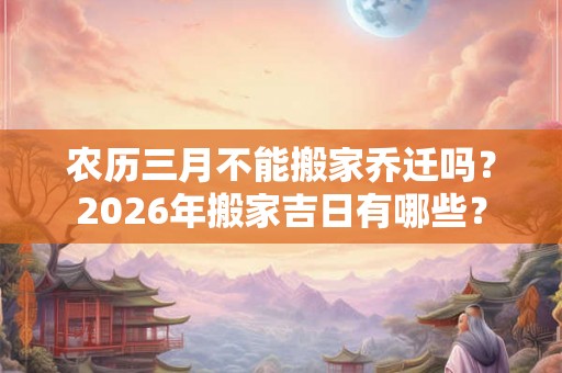 农历三月不能搬家乔迁吗？2026年搬家吉日有哪些？