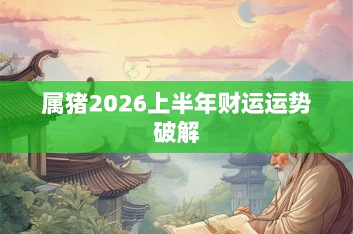 属猪2026上半年财运运势破解