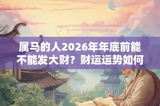 属马的人2026年年底前能不能发大财？财运运势如何？