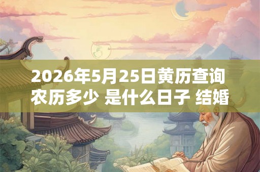 2026年5月25日黄历查询 农历多少 是什么日子 结婚吉时 2026年5月25日黄历查询 农历多少 是什么日子 结婚吉时