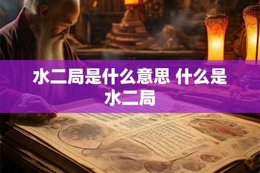水二局是什么意思 什么是水二局