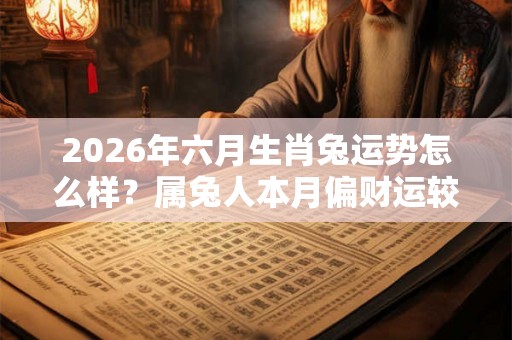 2026年六月生肖兔运势怎么样？属兔人本月偏财运较旺