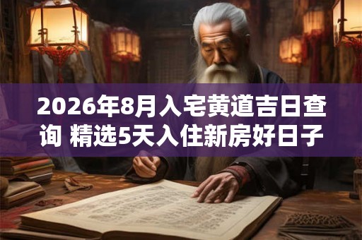 2026年8月入宅黄道吉日查询 精选5天入住新房好日子