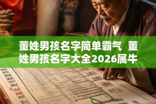 董姓男孩名字简单霸气  董姓男孩名字大全2026属牛