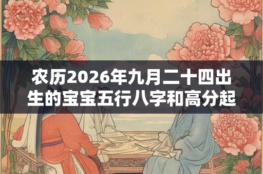 农历2026年九月二十四出生的宝宝五行八字和高分起名参考
