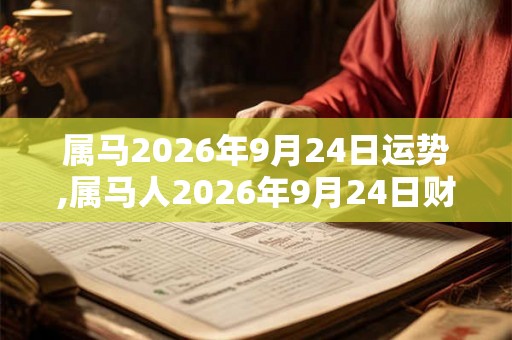 属马2026年9月24日运势,属马人2026年9月24日财运,生肖马2026年9月24日运势