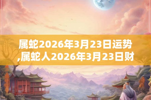 属蛇2026年3月23日运势,属蛇人2026年3月23日财运,生肖蛇2026年3月23日运势