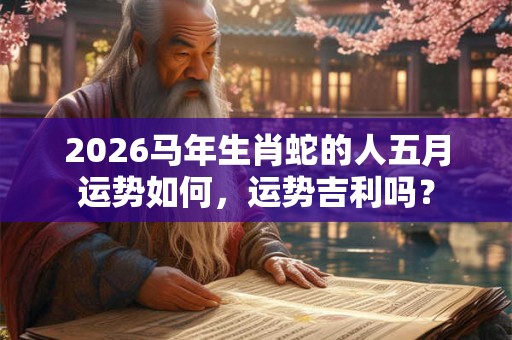 2026马年生肖蛇的人五月运势如何,运势吉利吗? 2026马年生肖蛇的人五月运势如何,运势吉利吗?