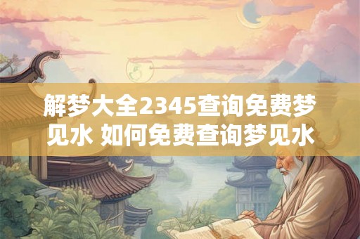 解梦大全2345查询免费梦见水 如何免费查询梦见水的解梦