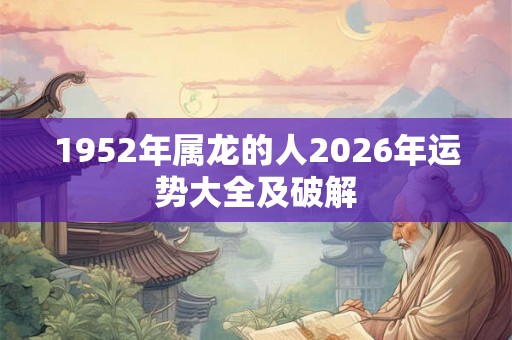 1952年属龙的人2026年运势大全及破解