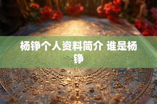 杨铮个人资料简介 谁是杨铮 杨铮个人资料简介 谁是杨铮