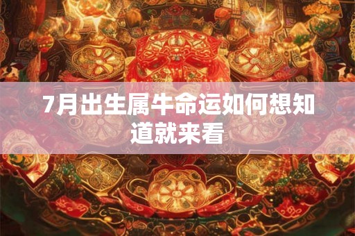 7月出生属牛命运如何想知道就来看