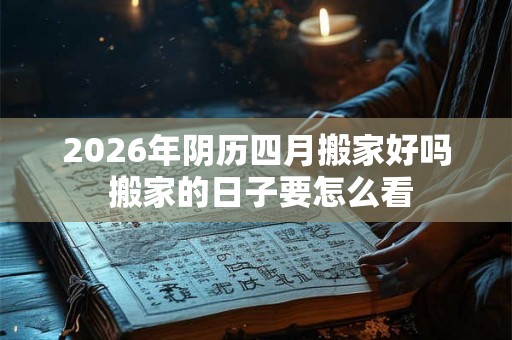 2026年阴历四月搬家好吗 搬家的日子要怎么看