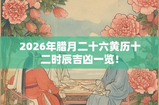 2026年腊月二十六黄历十二时辰吉凶一览! 2026年腊月二十六黄历十二时辰吉凶一览!