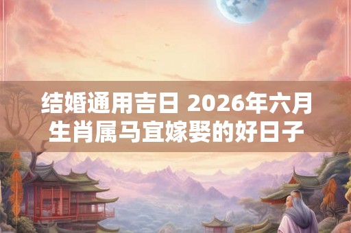 结婚通用吉日 2026年六月生肖属马宜嫁娶的好日子