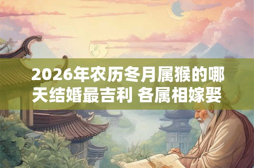 2026年农历冬月属猴的哪天结婚最吉利 各属相嫁娶吉日