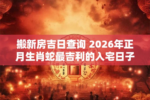 搬新房吉日查询 2026年正月生肖蛇最吉利的入宅日子