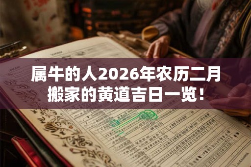 属牛的人2026年农历二月搬家的黄道吉日一览！