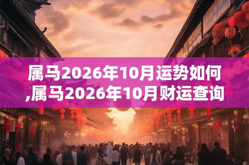 属马2026年10月运势如何,属马2026年10月财运查询 属马2026年10月运势如何,属马2026年10月财运查询
