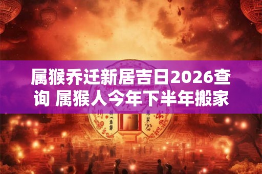 属猴乔迁新居吉日2026查询 属猴人今年下半年搬家吉利吗