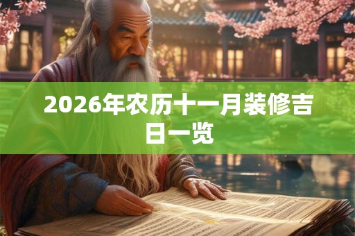 2026年农历十一月装修吉日一览 2026年农历十一月装修吉日一览
