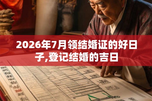2026年7月领结婚证的好日子,登记结婚的吉日