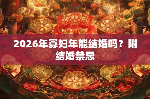 2026年寡妇年能结婚吗?附结婚禁忌 2026年寡妇年能结婚吗?附结婚禁忌